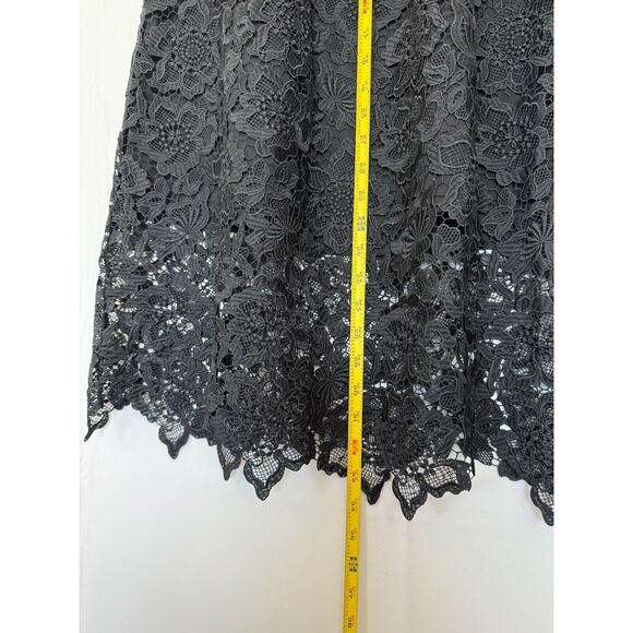 Garnet Hill Scalloped Lace Midi Skirt Womens Size 6 Pleated Black Whimsigoth - Picture 9 of 12